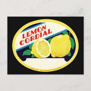 Carte Postale Étiquette vintage Lemon Cordial