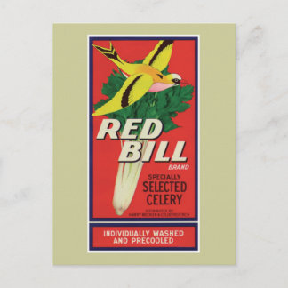 Carte Postale Étiquette vintage Red Bill Celery