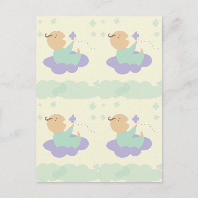 Carte Postale étiquettes cadeau d'emballage bébé nuage céleste (Devant)