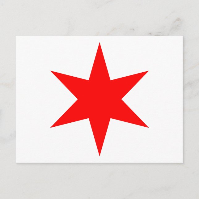 Carte Postale Étoile à 6 points du drapeau de Chicago (Devant)