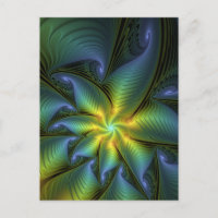 Etoile Abstraite, Bleu brillant Vert Or Fractal Ar