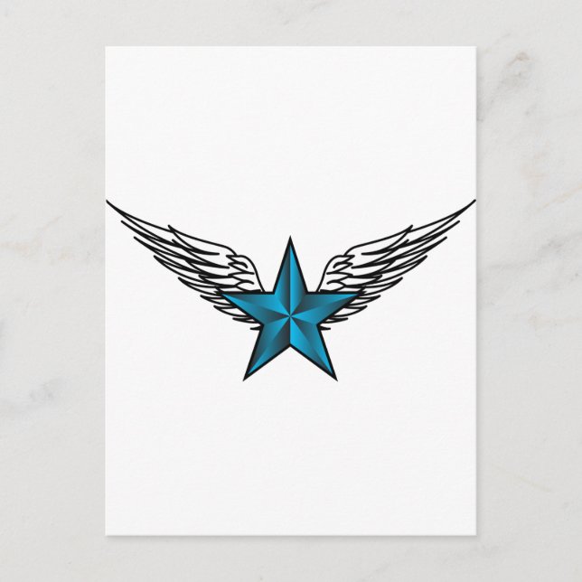 Carte Postale Étoile bleue avec ailes (Devant)