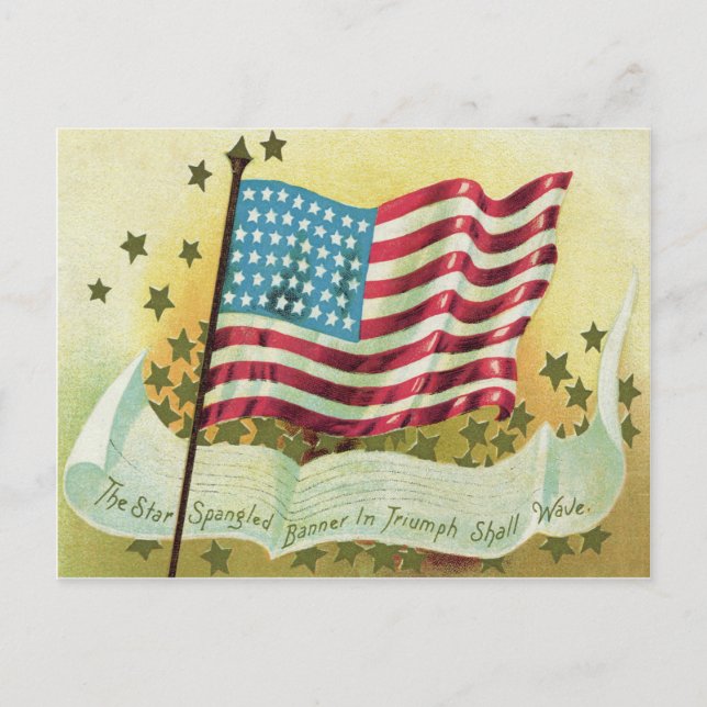 Carte Postale Étoile de drapeau américaine épinglée de bannières (Devant)