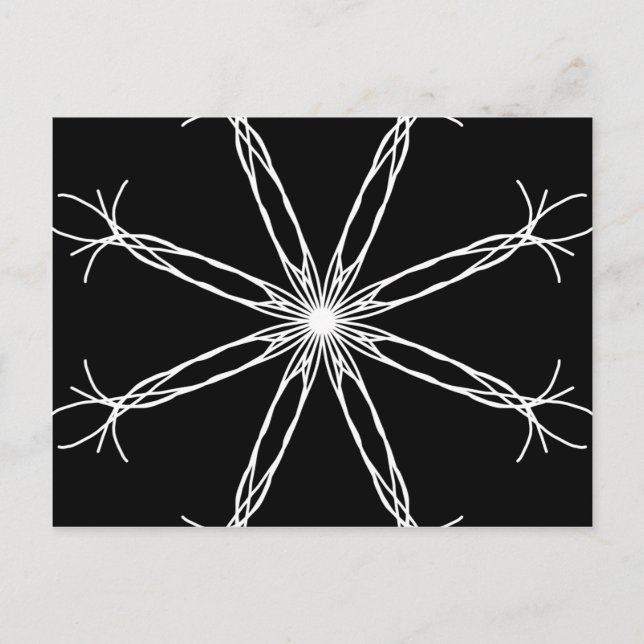 Carte Postale Étoile de kaléidoscope noir et blanc (Devant)