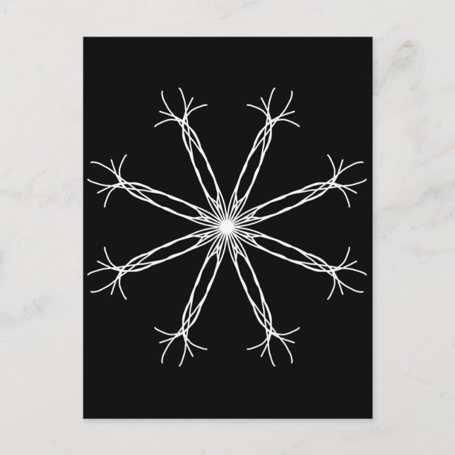 Carte Postale Étoile de kaléidoscope noir et blanc (Devant)
