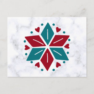 Carte Postale Étoile scandinave vintage bleue et rouge