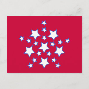 Carte Postale Étoiles blanches en bleu sur Patriotique rouge