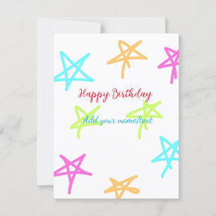 Carte Postale Étoiles colorées joyeux anniversaire ajouter nom t