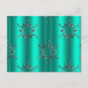 Carte Postale Étoiles de Noël turquoises et argentées