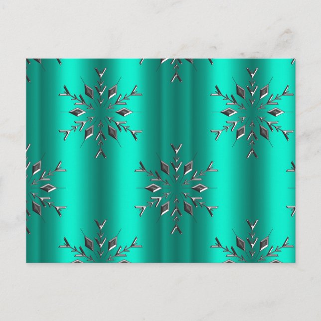 Carte Postale Étoiles de Noël turquoises et argentées (Devant)
