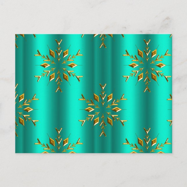 Carte Postale Étoiles de Noël turquoises et d'or (Devant)