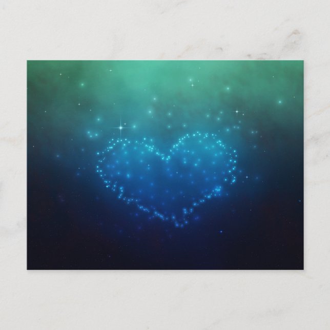 Carte Postale Étoiles de nuit en forme de coeur (Devant)