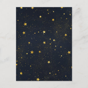 Carte Postale Étoiles D'Or Dans Le Ciel Nocturne