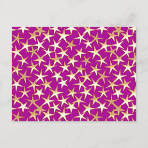 Carte Postale Étoiles dorées sur fond violet améthyste