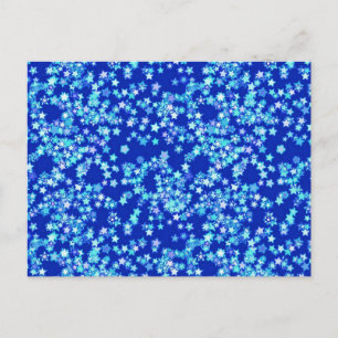 Carte Postale Étoiles, nuances de bleu pâle sur fond de bleu fon