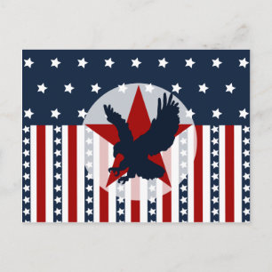 Carte Postale Étoiles patriotiques et rayures Bald Eagle Amériqu