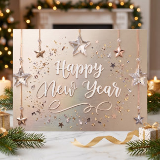 Carte Postale Étoiles Suspendues Bonne Année Chic