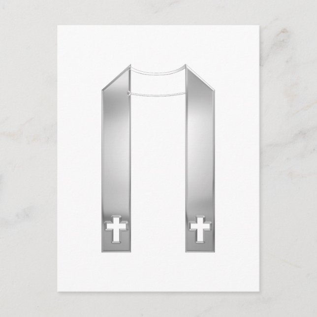 Carte Postale Étole de prêtre argentée 3-D Look (Devant)