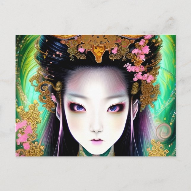 Carte Postale Étonnante Japonaise fille Imaginaire gothique (Devant)