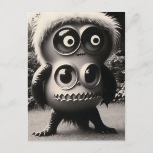 Carte Postale Étrange Bizarre Big Eyes Monster Halloween