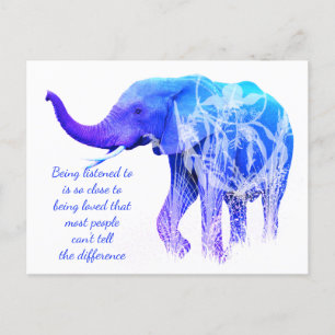 Carte Postale Être écouté au même que l'amour Eléphant art anima