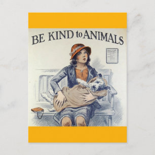 Carte postale Être gentil avec les animaux