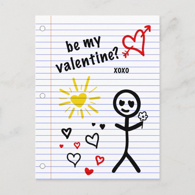 Carte Postale être mes croquis de papier carnet valentine (Devant)