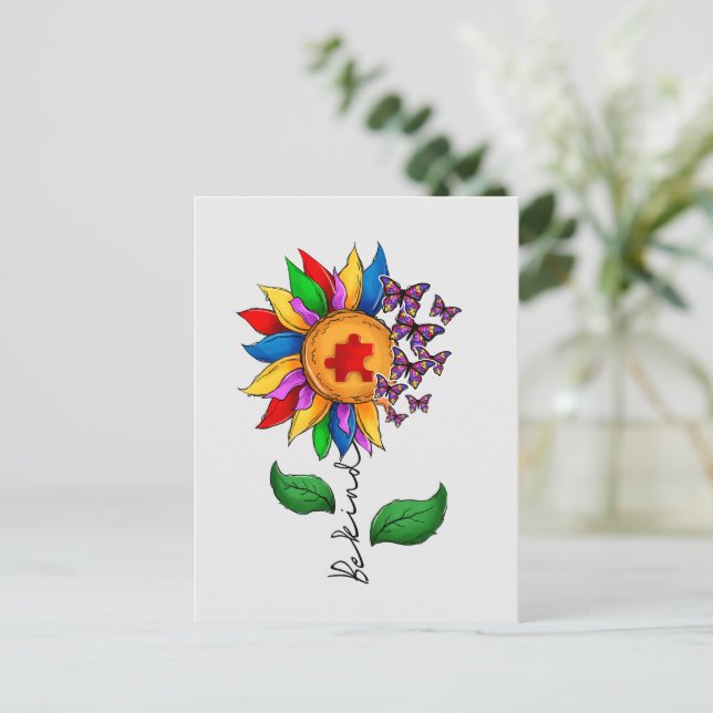 Carte Postale Être un tournesol-Sensibilisation sur l'autisme (Debout devant)