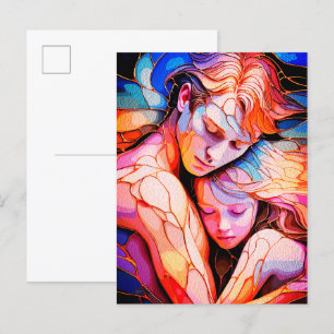 Carte Postale Étreinte du Gardien Éthéré – Vitrail Fantastique