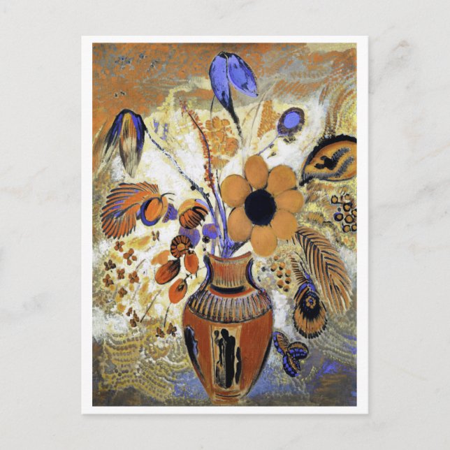 Carte Postale Etruscan Vase with Flowers, Redon (Devant)