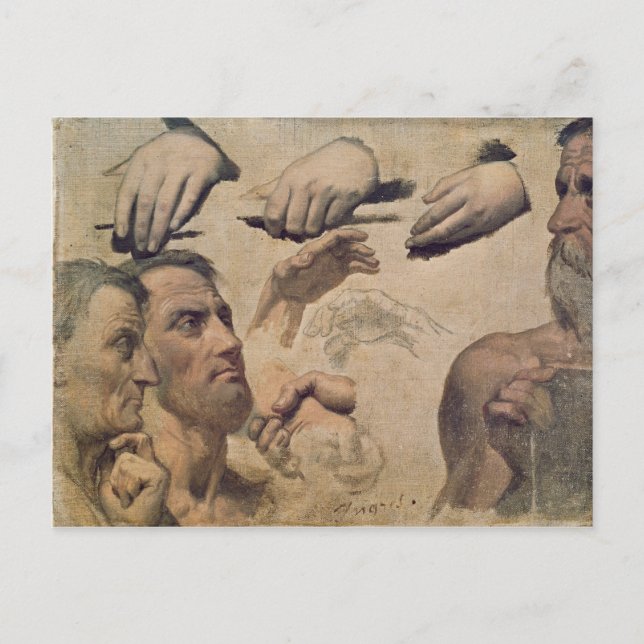 Carte Postale Étude des têtes et des mains (Devant)