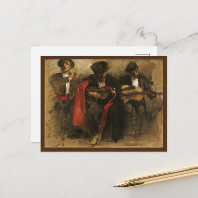 Carte Postale Étude pour les musiciens assis, Sargent (Devant/Arrière en situation)