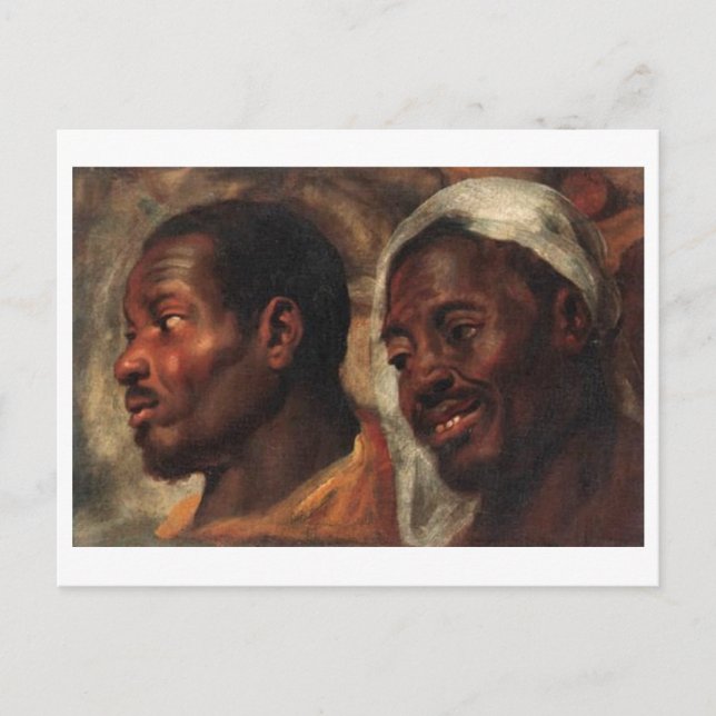 Carte Postale Études de deux hommes africains par Jacob Jordaens (Devant)
