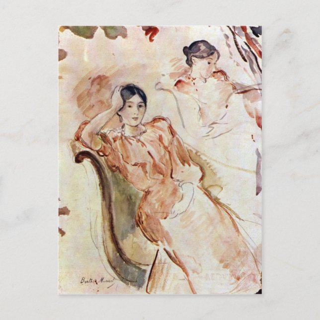 Carte Postale Études de portrait de Jeanne Pontillon par Morisot (Devant)