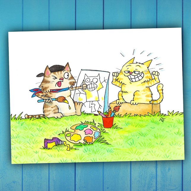 Carte Postale Étudiant Cat Art (Créateur téléchargé)