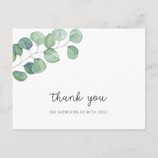 Carte Postale Eucalyptus - baby shower merci (Devant)