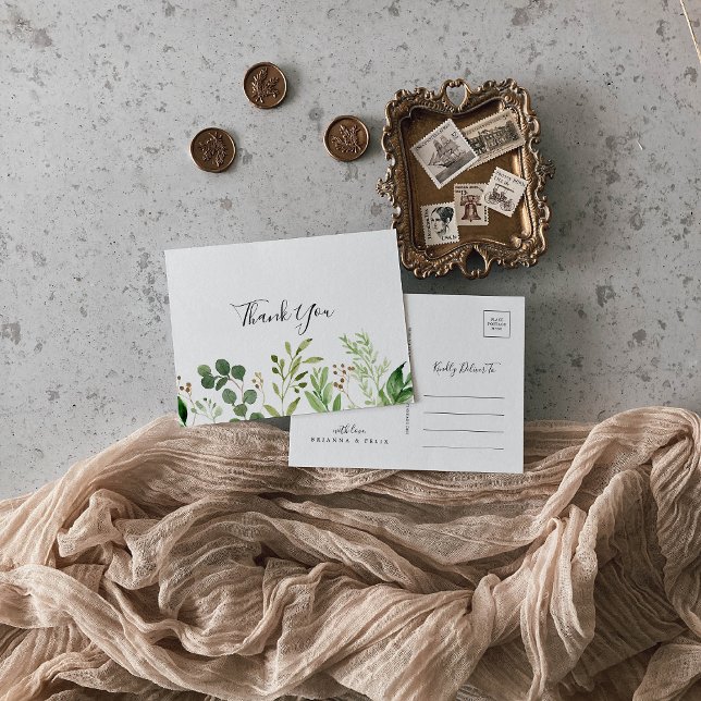 Carte Postale Eucalyptus Brown simple Merci floral (Créateur téléchargé)