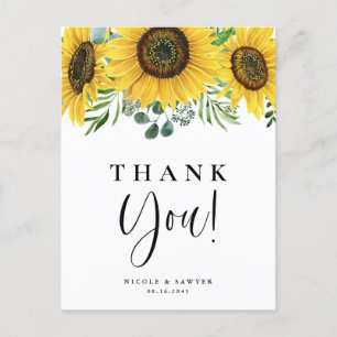 Carte Postale Eucalyptus et tournesols Mariage Merci
