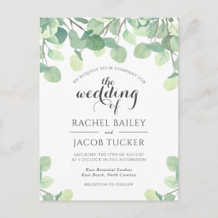 Carte Postale Eucalyptus Faire-part de mariage Budget Vert
