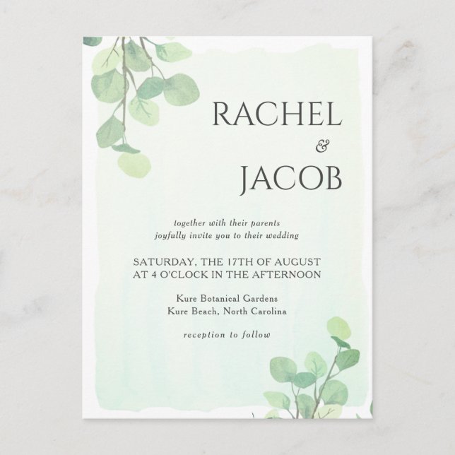 Carte Postale Eucalyptus Faire-part de mariage d'aquarelle (Devant)