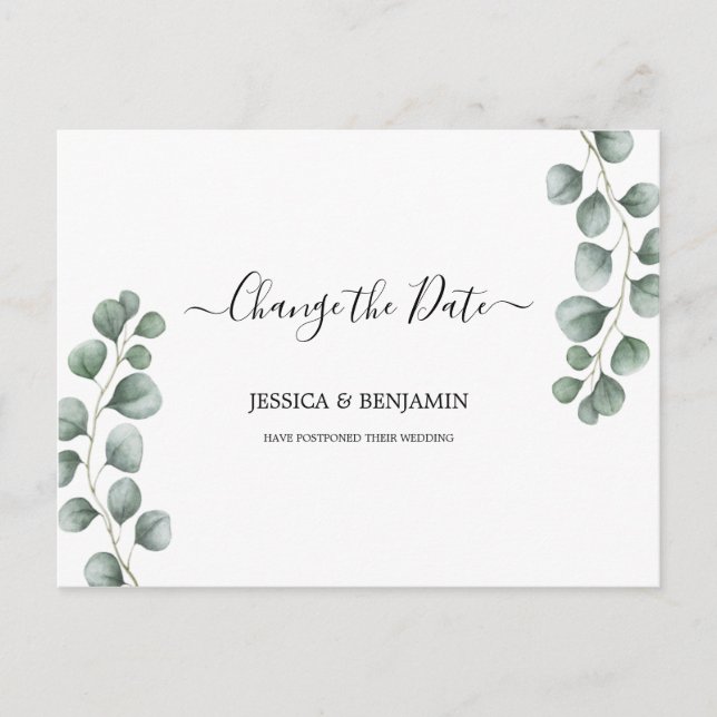 Carte Postale Eucalyptus Feuille Script Changement de date (Devant)