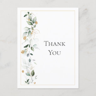 Carte Postale Eucalyptus Floral Merci Mariage or