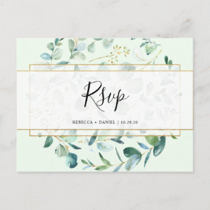 Carte Postale Eucalyptus géométrique vert Rsvp