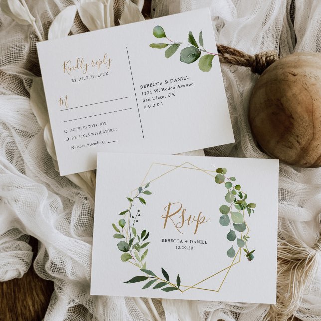 Carte Postale Eucalyptus géométrique vert Rsvp (Créateur téléchargé)