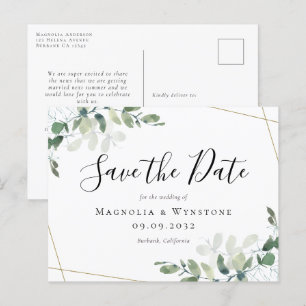 Carte Postale Eucalyptus Gold Parties scintillant Mariage Enregi