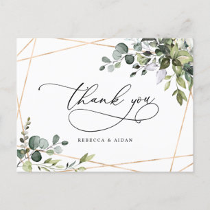 Carte Postale Eucalyptus Merci Mariage Or Vert