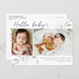 Carte Postale Eucalyptus Photo Hello Baby Faire-part