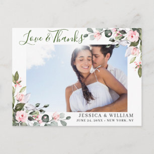 Carte Postale Eucalyptus Rose Roses Mariage Merci photo