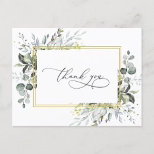 Carte Postale Eucalyptus simple et élégant Aquarelle verte