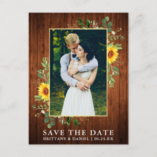 Carte Postale Eucalyptus Tournesol Bois Enregistrer La Date